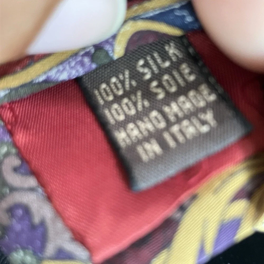 Valentino Cravatte Silk Necktie Baroque Scroll Medallion Multicolor Designer